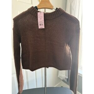 Wild Fable Dark Brown Cropped Knit Sweater XXS Long Sleeve